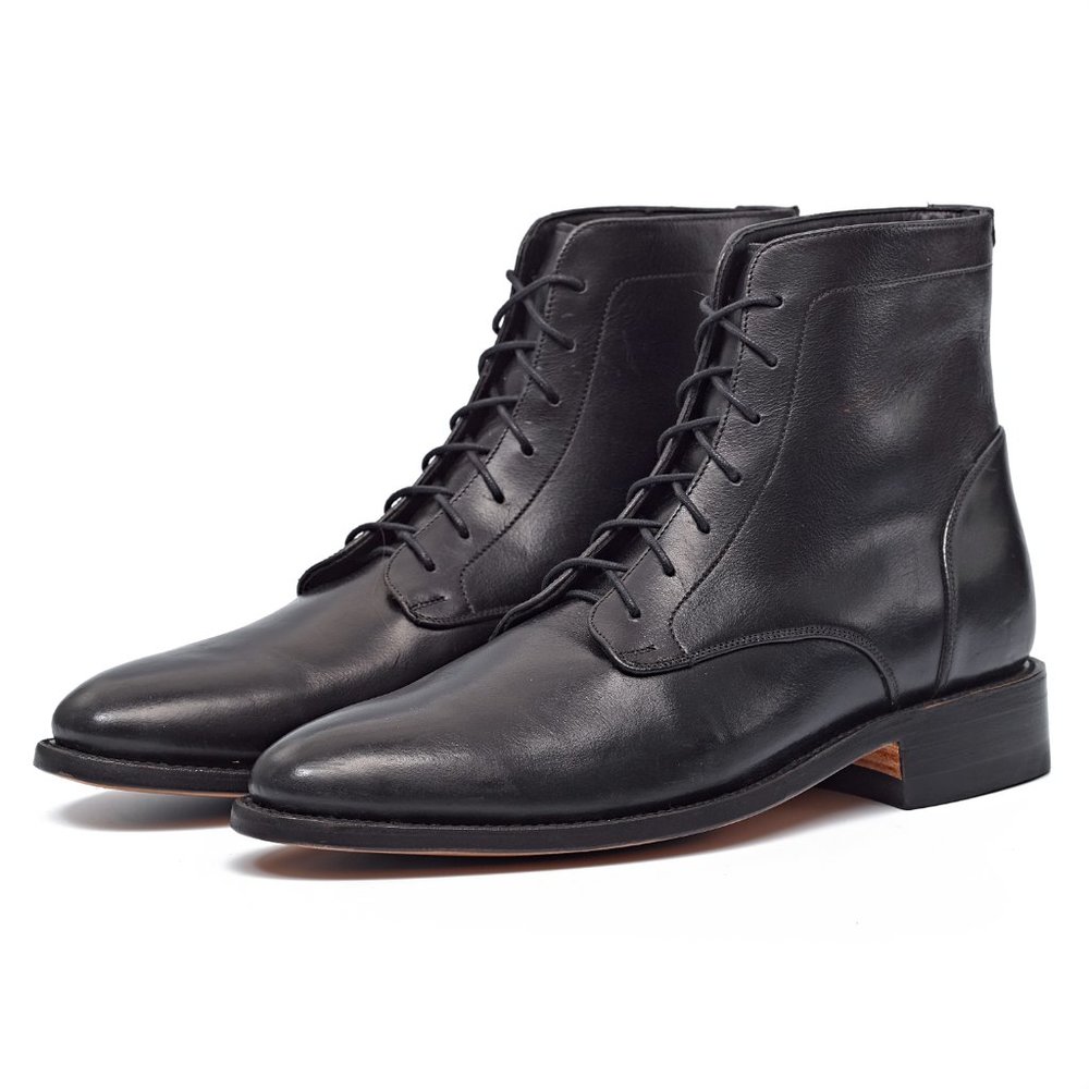 Nisolo Luciano Lace-up Black Leather Boots (Goodyear welt) 10.5US